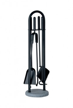 Haardstel 114/517-S stenen voet/zwart