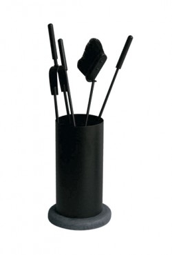 Haardstel 114/560-S stenen voet/zwart