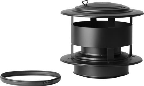 Holetherm trekkap met gaas en veegluik Ø 150 zwart