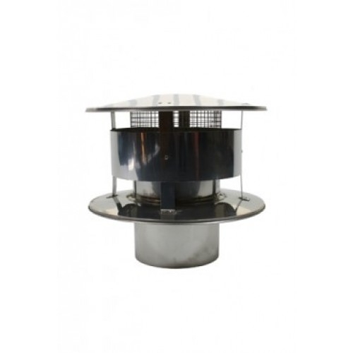 Holetherm trekkap met gaas RVS enkelwandig Ø 350