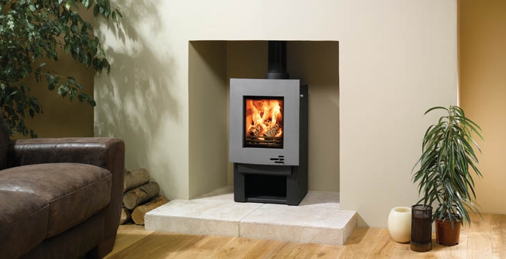Stovax Riva F40 Avanti Midi Midnight Zwart Metallic Houtkachel