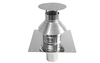 Flexinox Concentrisch Schouwplaat met trekkende kap (40cmx40cm) Ø 100/150 Zwart