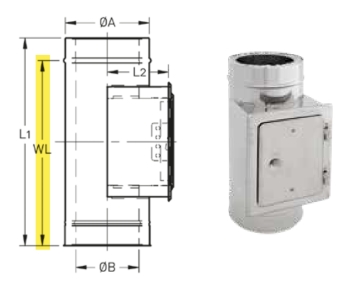 Holetherm Pijp 500 mm met inspectieluik Ø 125 Blank