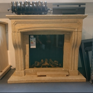 Faber Hestia Flatburner gashaard met schouw Marbrino 116 frans kalkzandsteen